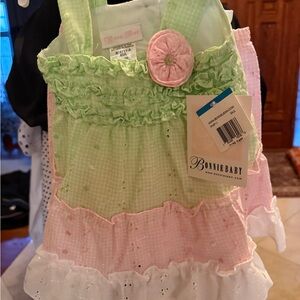 Bonnie Baby Pastel Green and Pink Dress